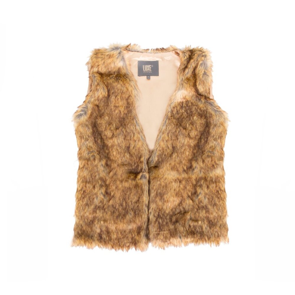 Luxe Fashion Classic Faux Fur Women Vest | 1-Piece | Raccoon